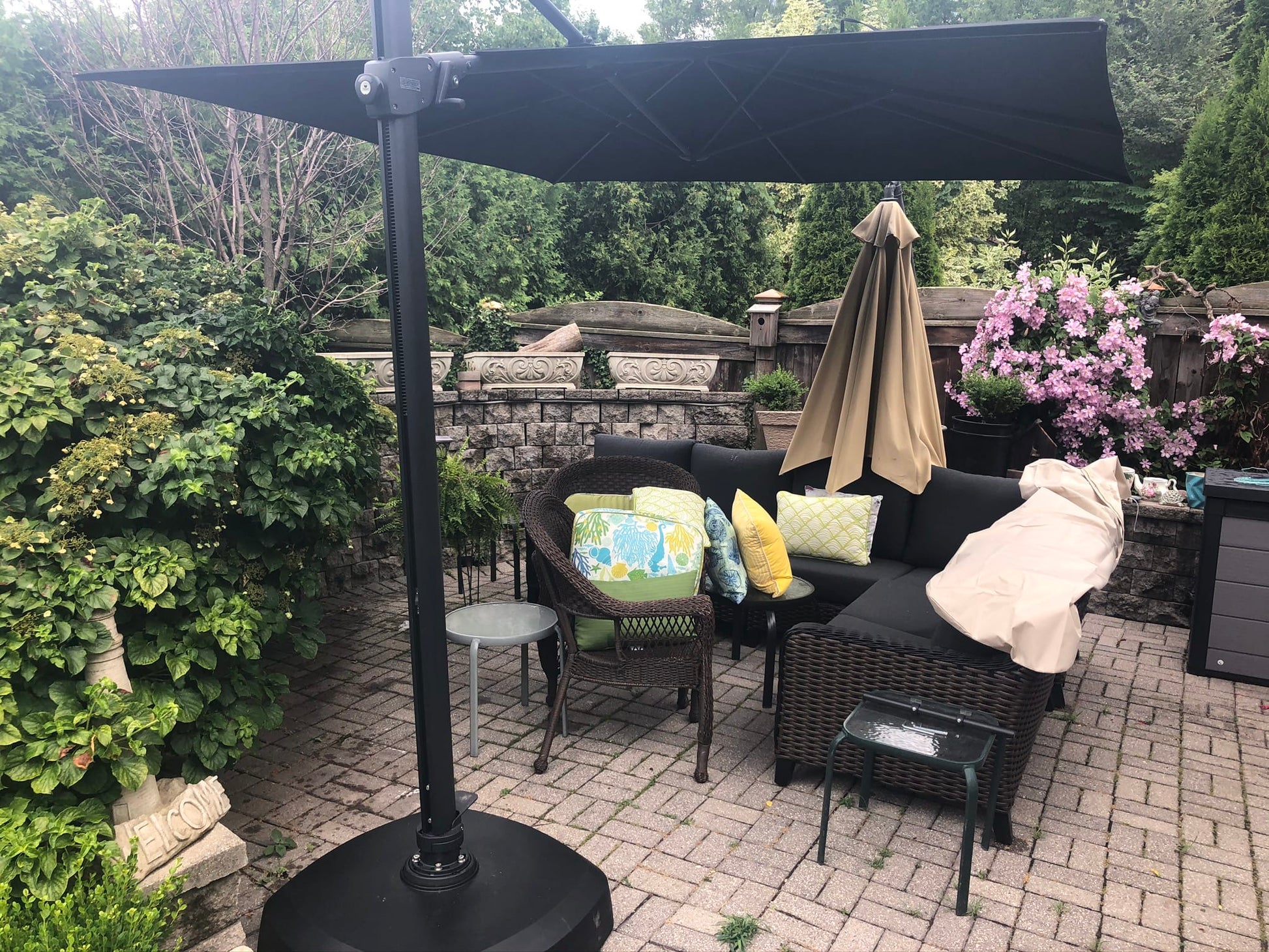 Treasure Garden Outdoor Living > Patio Furniture > Umbrellas > Cantilever Treasure Garden AG25TSQR - 10 ft. tall Square Cantilever Umbrella - Black Frame