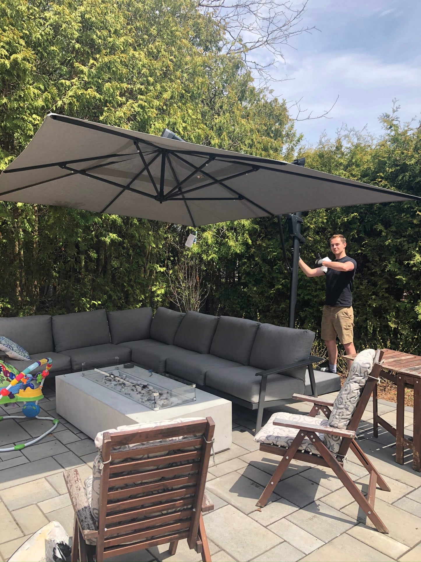 Treasure Garden Outdoor Living > Patio Furniture > Umbrellas > Cantilever Treasure Garden AG25TSQR - 10 ft. tall Square Cantilever Umbrella - Black Frame