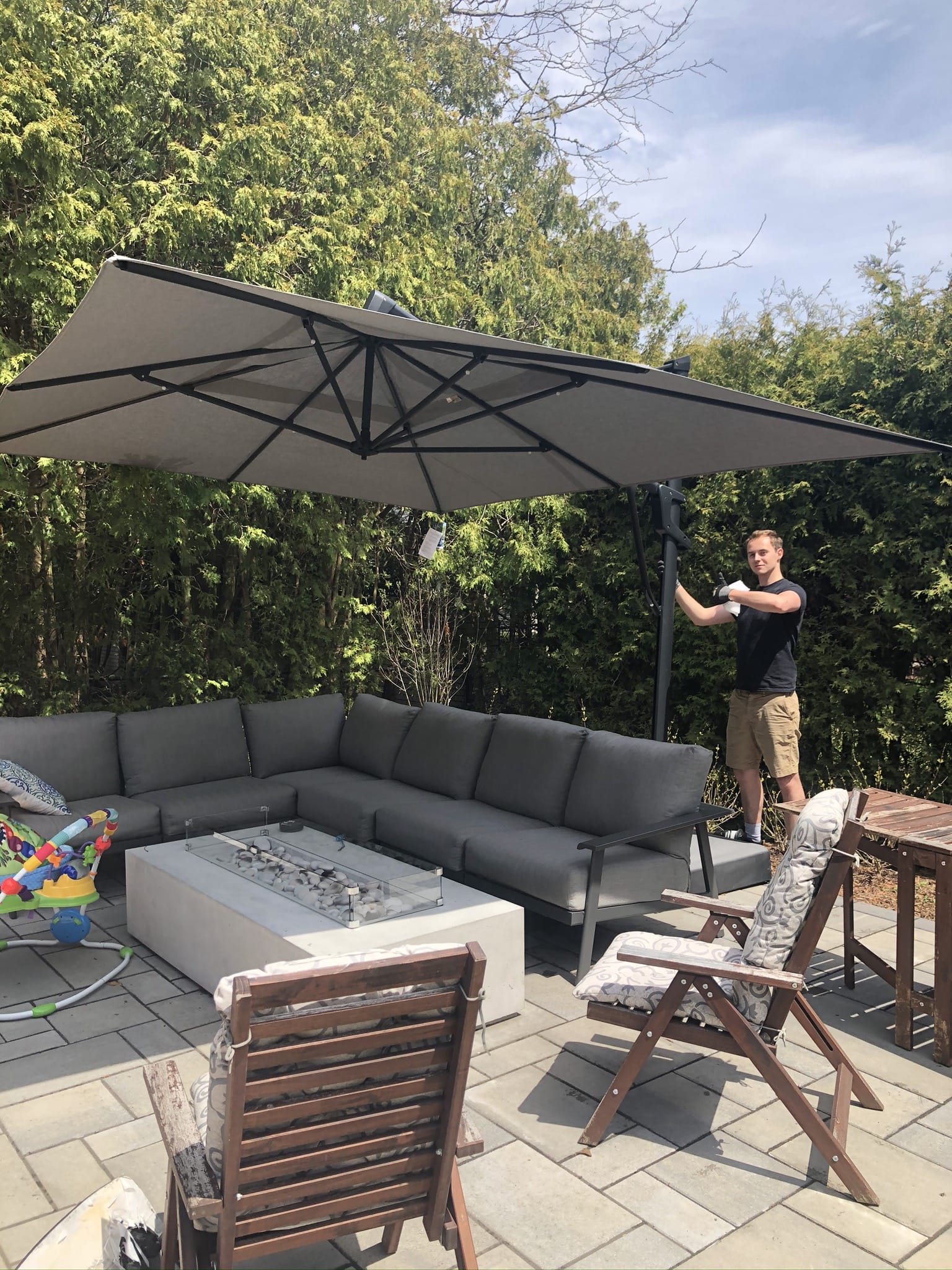 Treasure Garden Outdoor Living > Patio Furniture > Umbrellas > Cantilever Treasure Garden AG25TSQR - 10 ft. tall Square Cantilever Umbrella - Black Frame