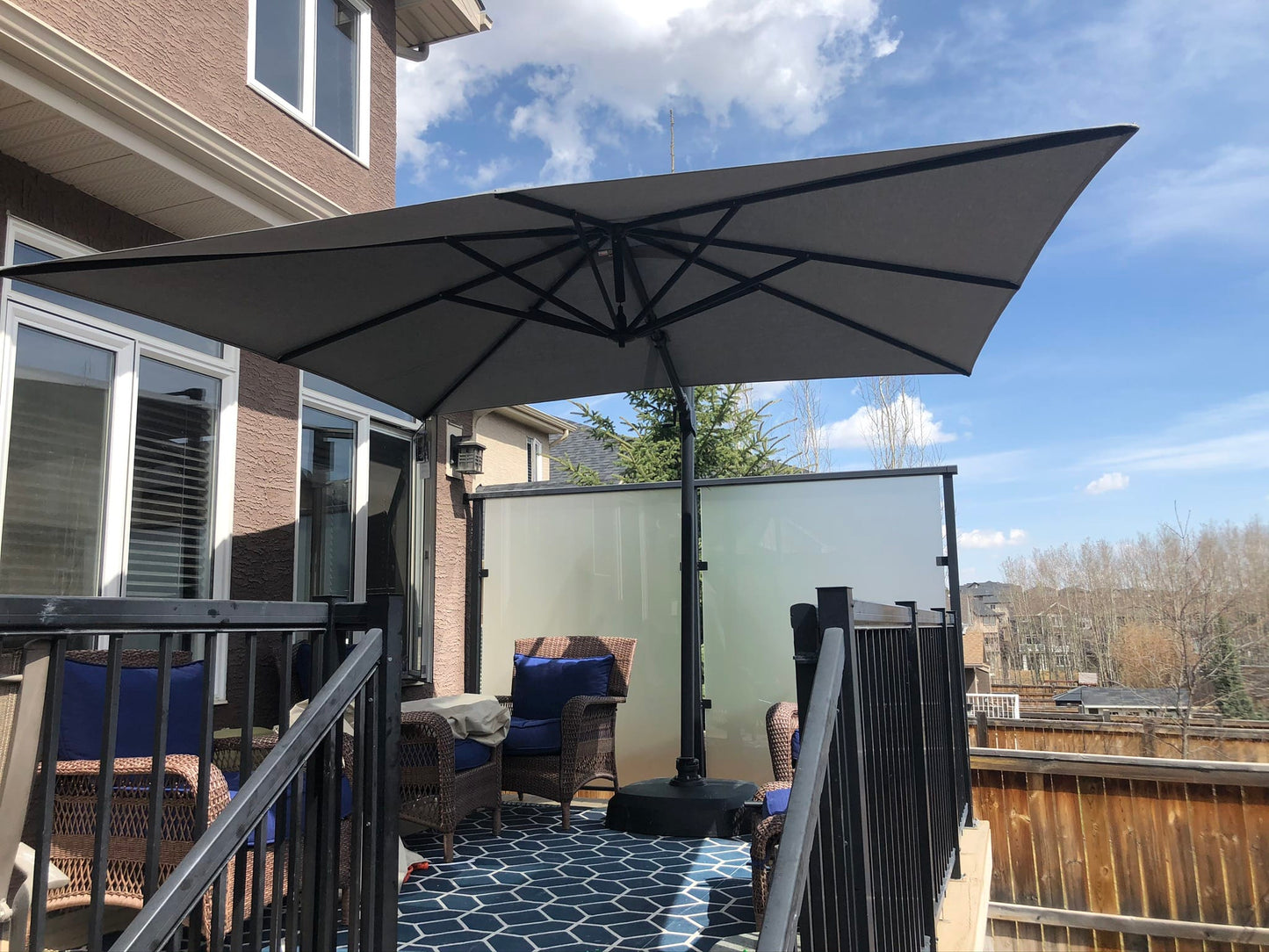 Treasure Garden Outdoor Living > Patio Furniture > Umbrellas > Cantilever Treasure Garden AG25TSQR - 10 ft. tall Square Cantilever Umbrella - Black Frame
