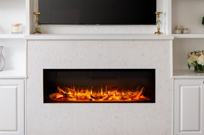 Valor Fireplaces > Electric Fireplaces > Linear Driftwood Logs Valor LEX3-S 60" Electric Fireplace with Remote and Glass Media