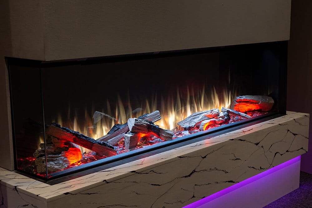 Valor Fireplaces > Electric Fireplaces > Linear Splitwood Logs Valor LEX3-S 60" Electric Fireplace with Remote and Glass Media