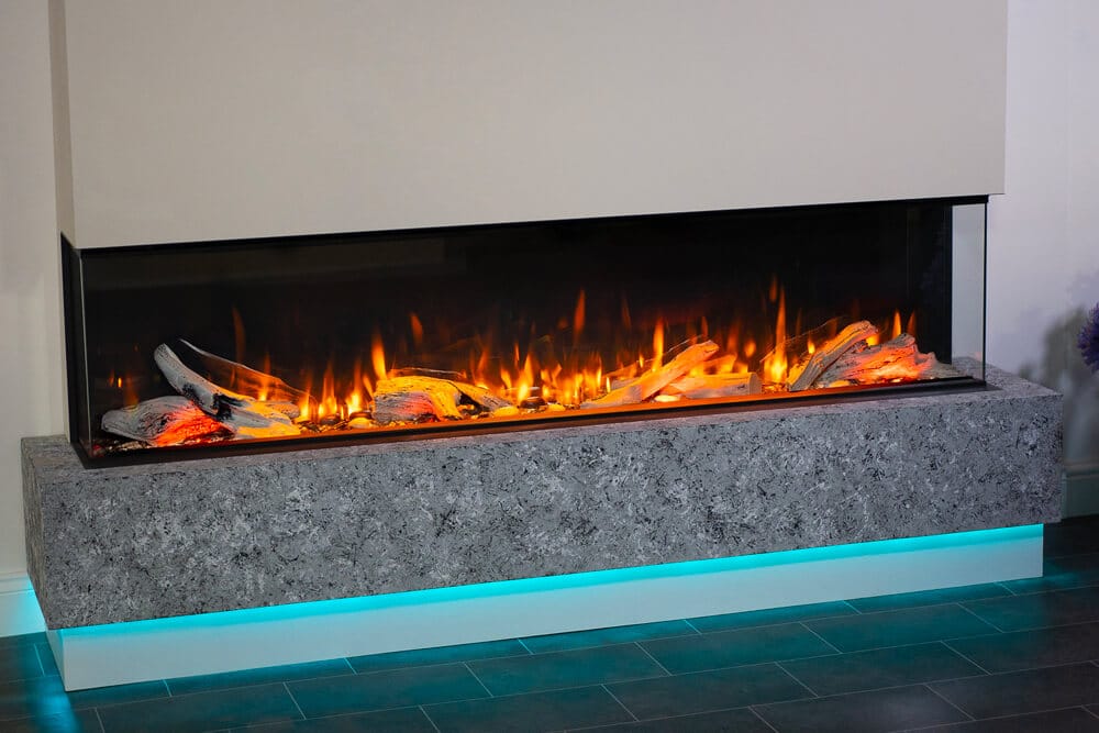 Valor Fireplaces > Electric Fireplaces > Linear Splitwood Logs Valor LEX4-S 72" Electric Fireplace with Remote and Glass Media