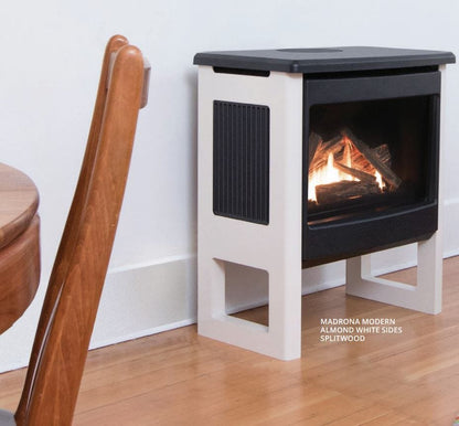 Valor Fireplaces > Gas Fireplaces > Direct Vent > Freestanding Almond White Sides Valor Madrona Modern Freestanding Gas Fireplace