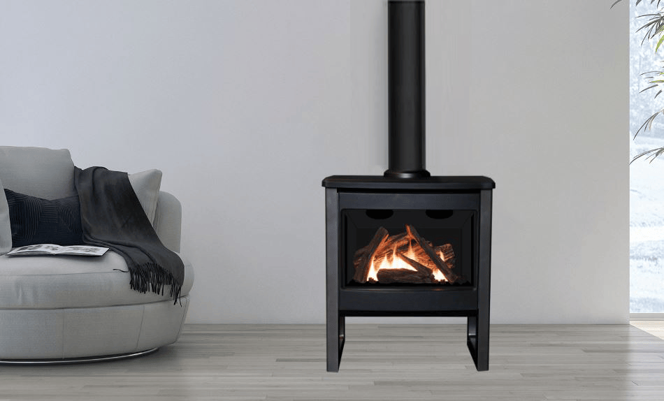 Valor Fireplaces > Gas Fireplaces > Direct Vent > Freestanding Pewter Sides Valor Madrona Modern Freestanding Gas Fireplace