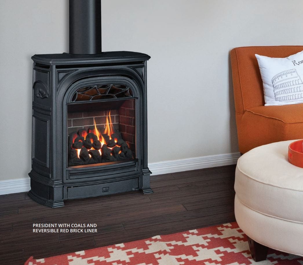 Valor Fireplaces > Gas Fireplaces > Direct Vent > Freestanding Valor Portrait President Freestanding Stove Gas Fireplace