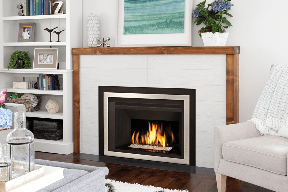 Valor  Gas Fireplace Insert with Glass Media in Calgary Alberta Home